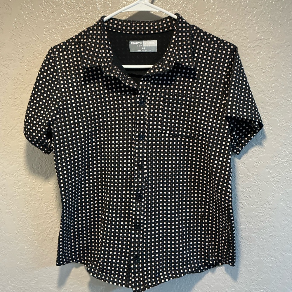 Charter Club Men's Casual Black Polka Dot Shirt